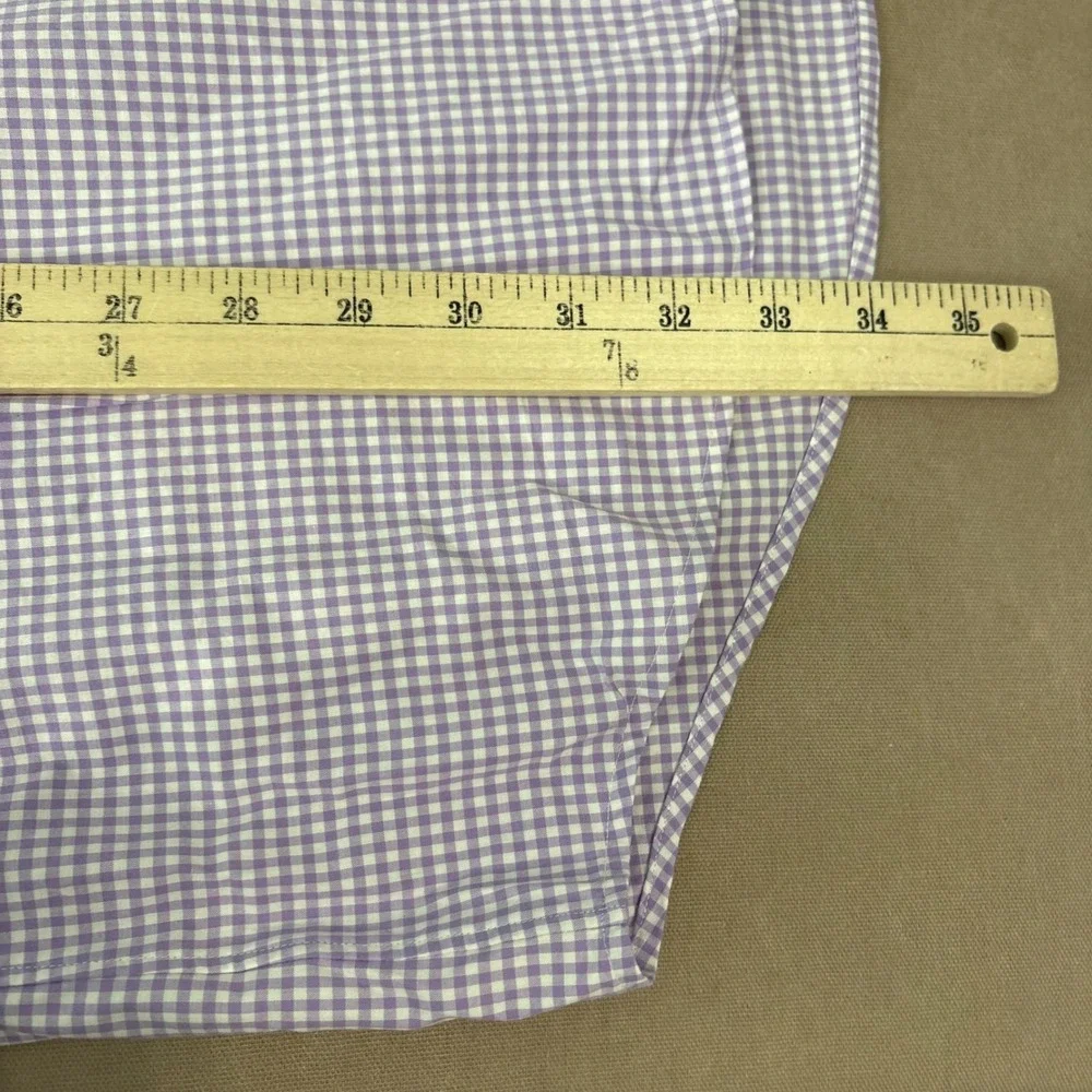 Polo Ralph Lauren Button Down Shirt Mens XXL Purple Gingham Slim Fit Stretch